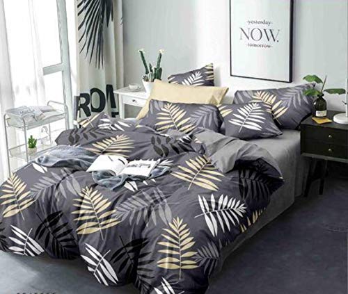 MARINER'S CREATION Glace 160 TC Double Bedsheets with 2 Pillow Covers - Grey (100 x 90 Inches) | Stylish and Print | Made to Give The Desired Comfortness While Sit, Sleep and Relaxation