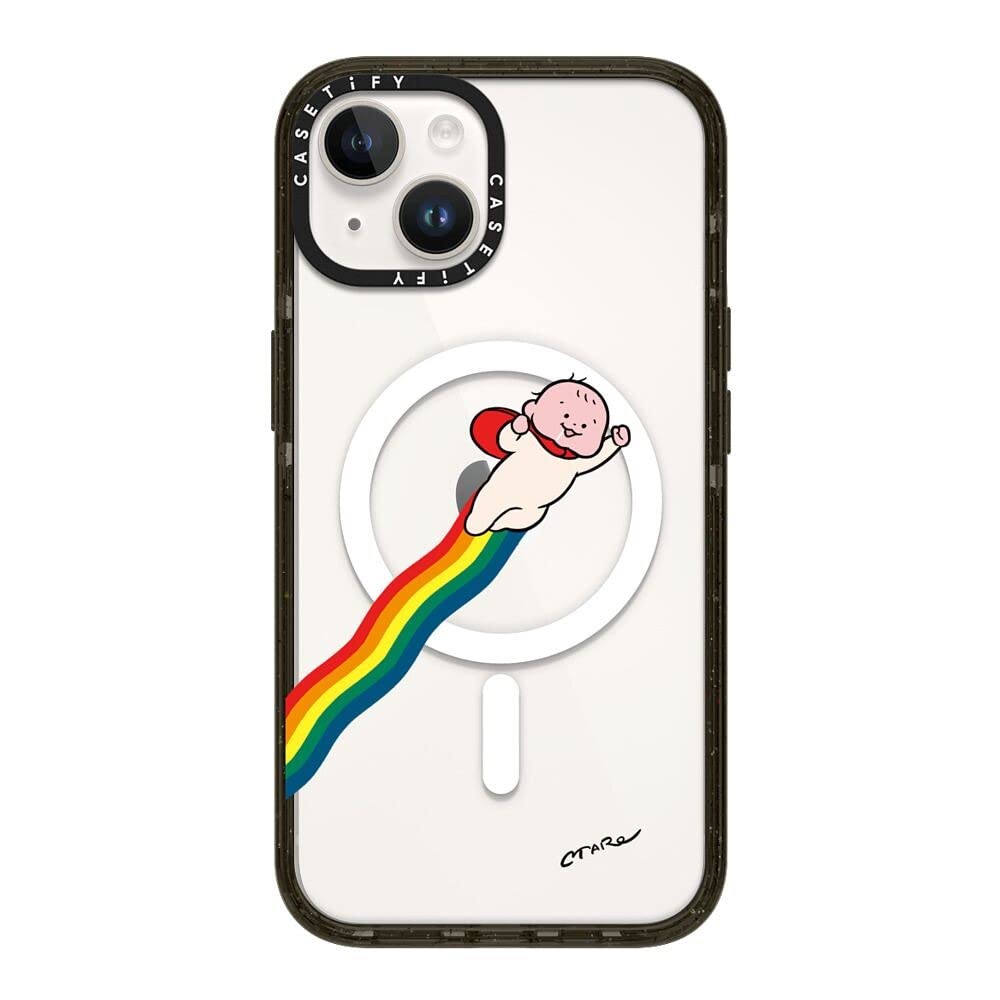 CASETiFY インパクト iPhone 14 ケース [MIL規格準拠 (4x MIL-STD-810G)/2.5mからの落下試験をクリア/MagSafe に対応] - Super Hero By Taro Oono - グロッシー ブラック