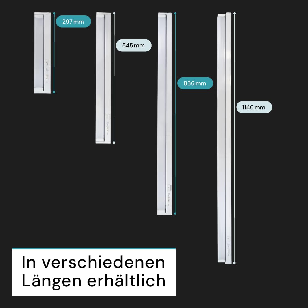 LUXULA LED Unterbauleuchte schwenkbar 30cm, Schrankbeleuchtung mit Schalter IP20, dimmbar 2700K 4000K 6000K, 29,7x6,1x2,4 cm, 4W, 400lm, Unterbau LED Lichtleiste Weiß, Küchenlampe