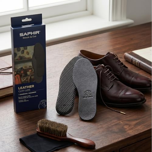 Plantillas de cuero negro Saphir con carbón activado miniatura 4