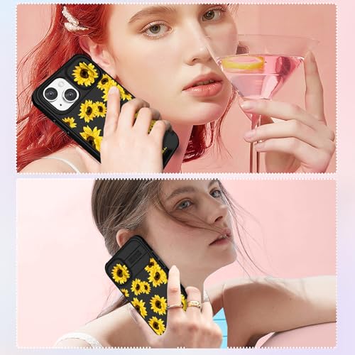 Image of Funermei (2in1 for iPhone 14 Plus Phone Case for Women Sunflower Cute Girls Cover Floral Flowers Girly Pretty Aesthetic Sun Flower Design with Camera Cover Funda for Apple for iPhone 14 Plus Case