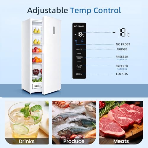 Image of Antarctic Star 21.2 Cu.Ft Convertible Freezer Refrigerator,Upright fridge with powerful LED light,Reversible door for Kitchen,Dorm and Office,White