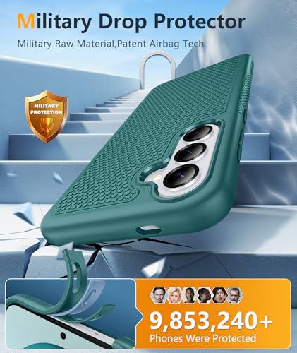 Image of FNTCASE for Samsung Galaxy S26 Case: Military Grade Drop Protection, 14ft Drop Protective, Screen Protector Included, Anti-Slip Texture TPU+PC Dual Layer Shockproof Phone Case Cover (Green)