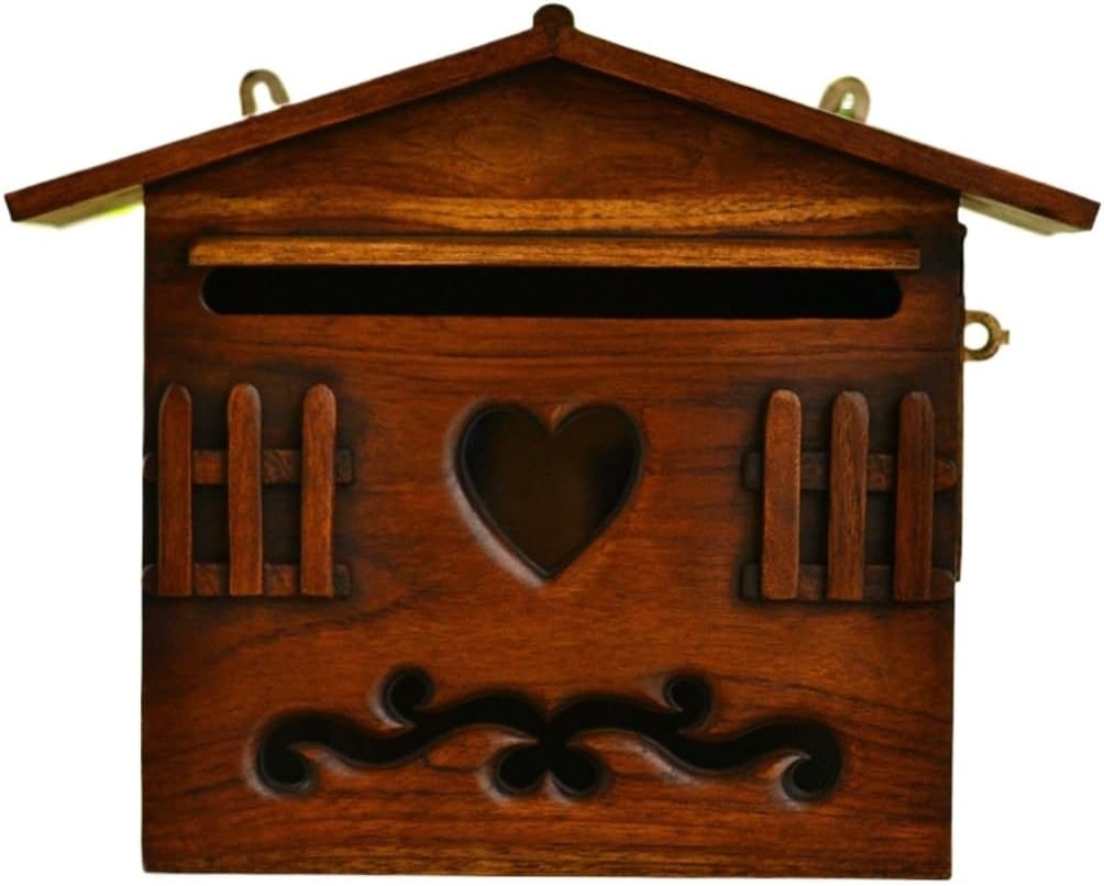 HBJWOV Message Box Wooden Water and Electricity Bill Box Villa Door Hanging Mailbox Hanging on The Wall