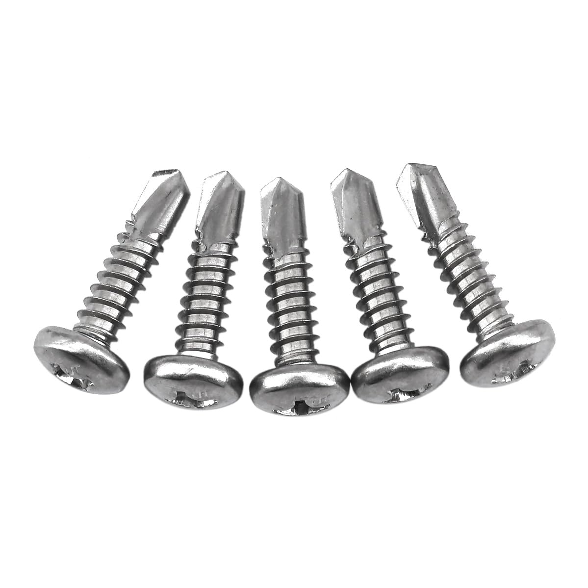 (30 Pieces) M6.3x19mm Pan Head Self Drilling Screws Phillips Drive Machine Bolt 304 Stainless Steel Self Tapping Slotted Bolts
