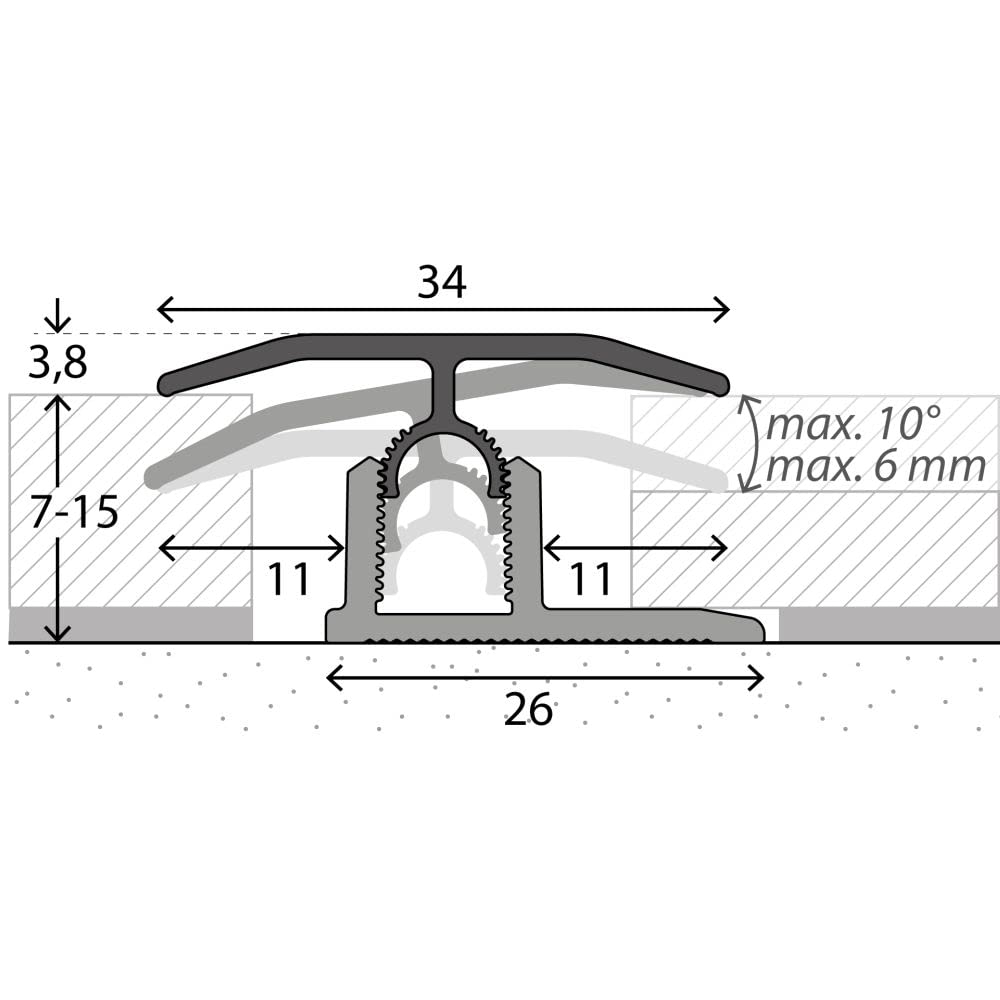 Prinz PROFI-TEC Master Übergangsprofil Nr. 303 schwarz 90 cm Übergangsschiene Abschlussleiste