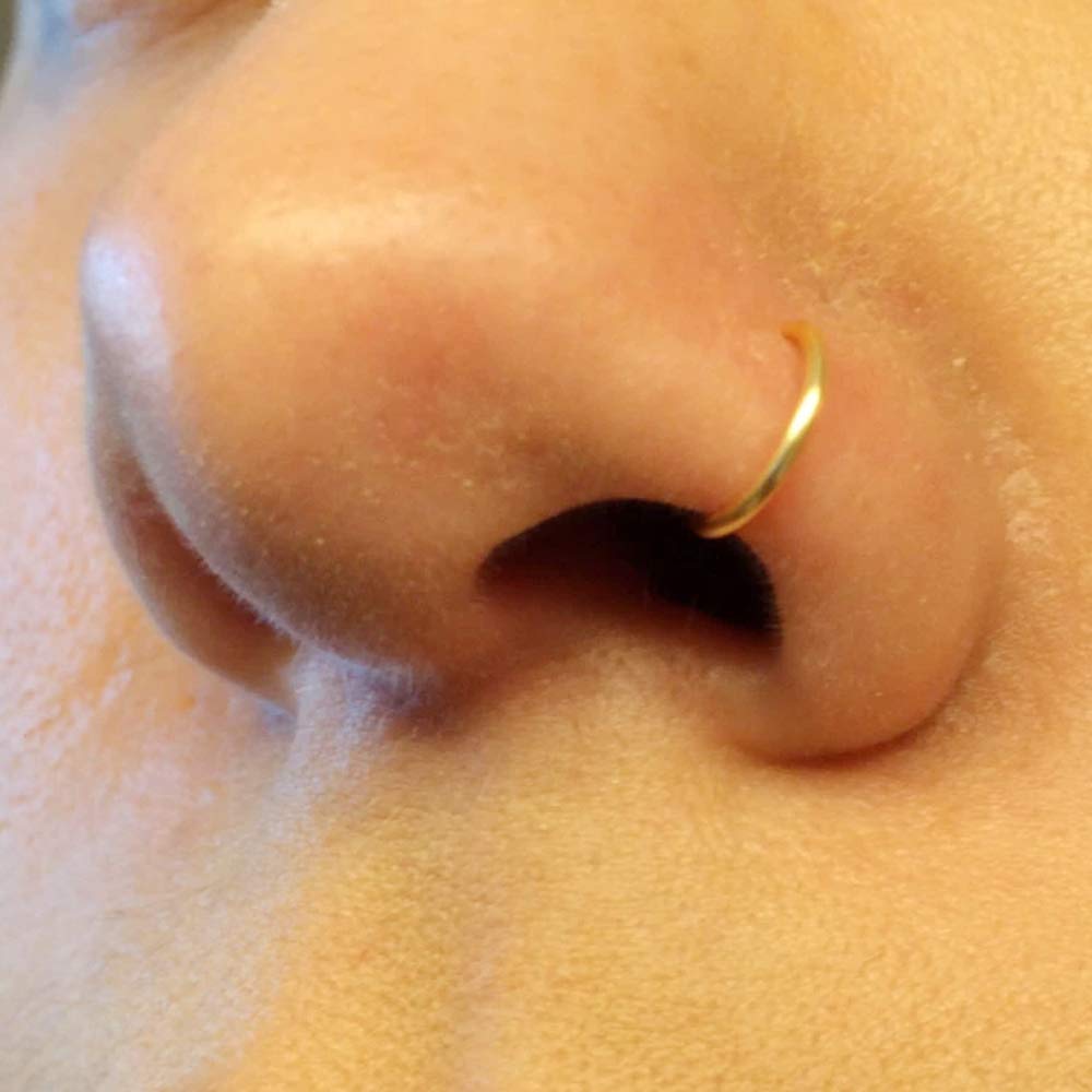 Gioielli Piercing Anello in Oro Massiccio 9 carati 22 Calibro Aperto Cerchio fine Naso Naso