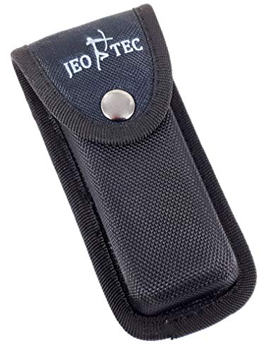 JEO-TEC Funda de Nylon para Navaja - Negra 13,5 x 5 cm - Funda Multi-posición para Cinturón - Sistema De Cierre Broche Cover