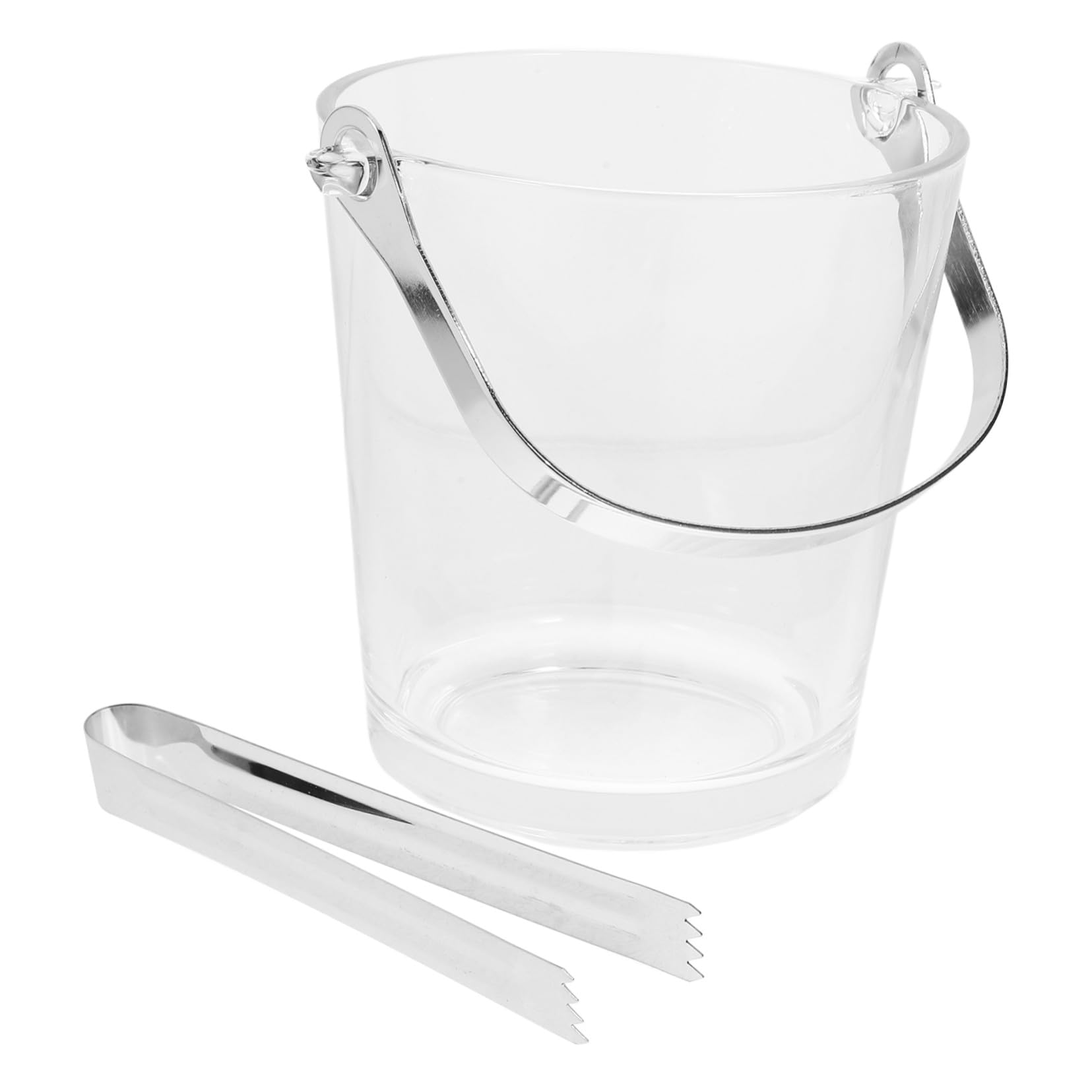 Seau à glace en acier inoxydable et verre 900ml avec pince et poignée pour le bar