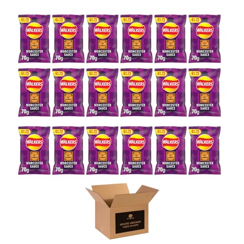 Shopior Crisps Variety Flavours Multipack | Snack Box for Parties Lunchbox (Walkers Lea Perrins Worcester Sauce - PMP 1.35-70g x 18Pack)