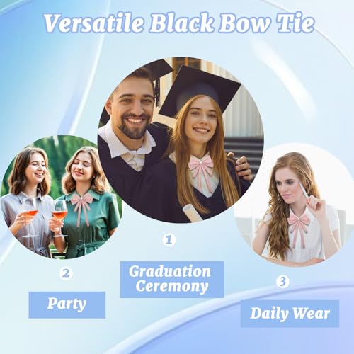 Image of LJBFNN Bow Ties for Women, Adjustable Pre Tied Bow Tie Solid Color Ribbon Bowtie for Girls Ladies Party Daily Cosplay School