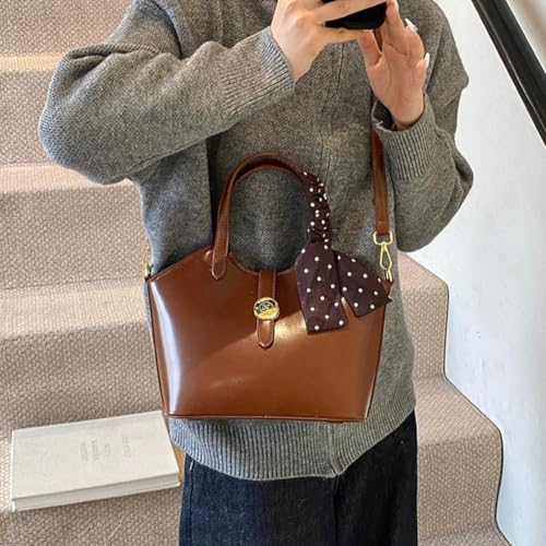 Women’s Convertible Top Handle Bag for All-season Capacity Retro Stylish PU Leather Shoulder Bag for Trendy 20254