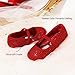 DREAM PAIRS Toddler Girls Dress Shoes Mary Jane Ballet Flats, Flower Girl Shoes with Rhinestone, Slip-on Toddler Mary Jane Flats,Size 7 Toddler,Red/Suede,MUY-Shine-Infant-1