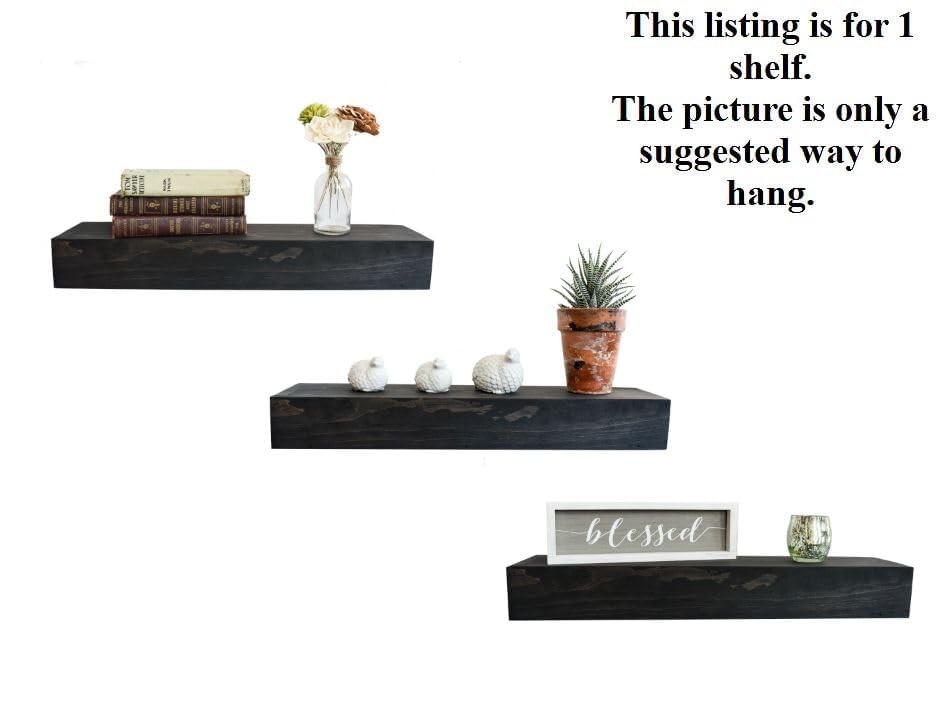 Miniatura 2 de Floating shelves wood-farmhouse shelves-black shelves above toilet-wall shelves-rustic wall shelf-gray floating shelves-kitchen shelf (36", Walnut)
