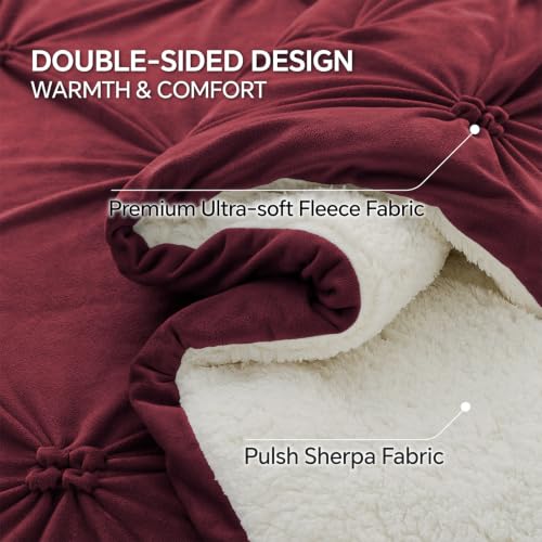 Image of BEDELITE Fluffy Sherpa Twin Comforter Set,Pintuck-Burgundy
