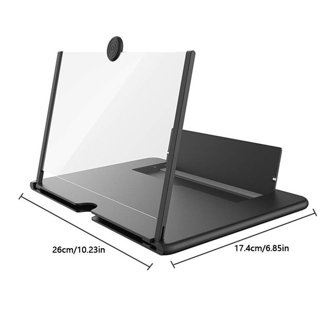 Lente di ingrandimento per Schermo Ingranditore dello Schermo 3D for Smartphone da 12", Amplificatore Estensibile for di telefoni cellulari, Film, Videogiochi(Black,10in)