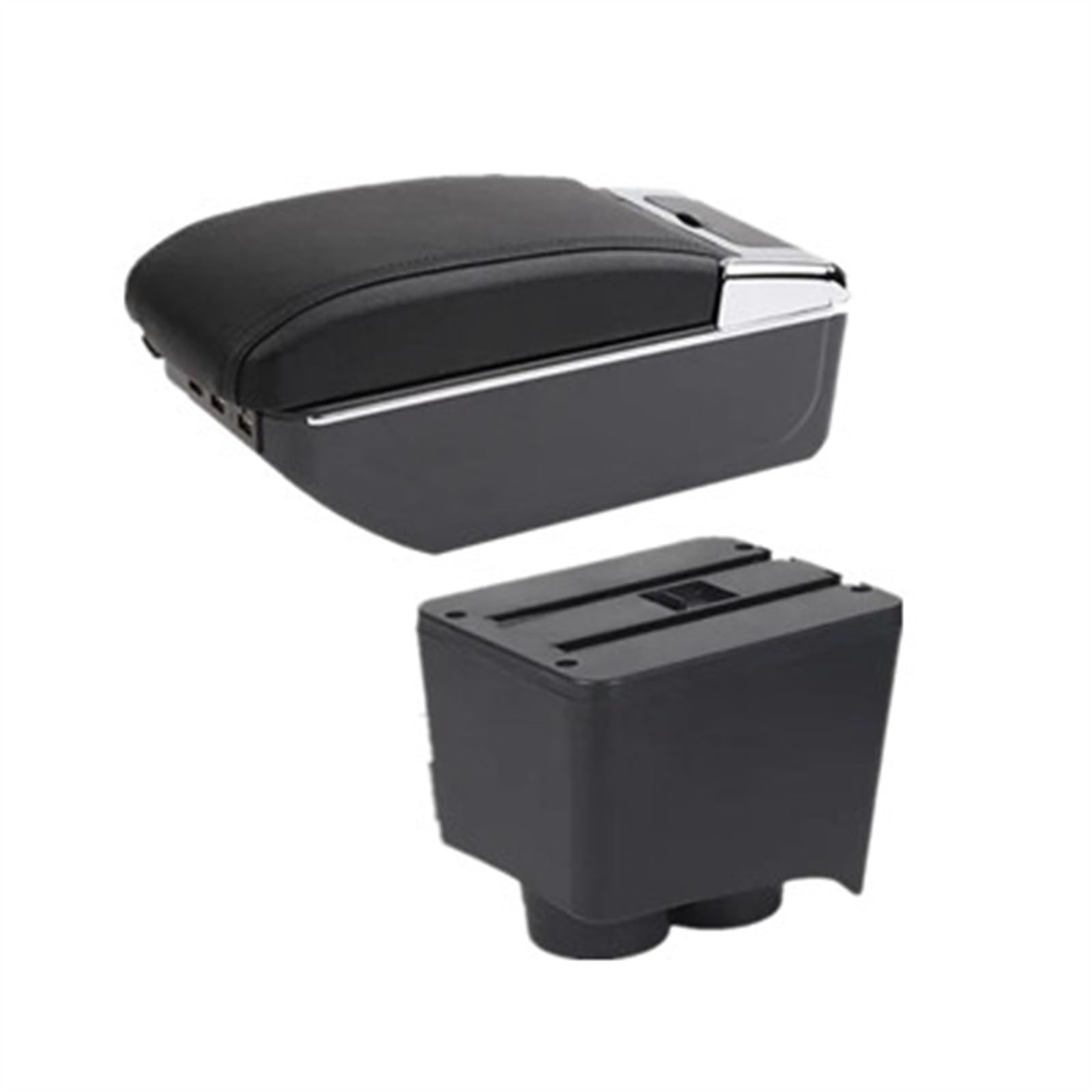 NOHEEU Car Armrest Box 2002-2009 Interior Retrofit Storage Accessories For Polo 9N 3 Mk4(C black line 7USB)
