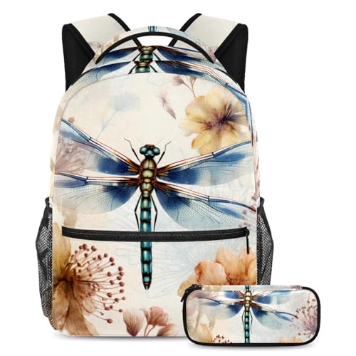 Sac à dos libellule contre le désordre scolaire grand sac solide avec sa trousse