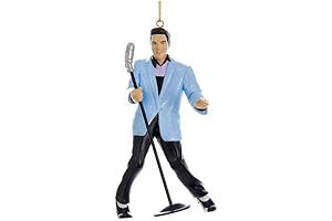 Elvis Blue Suit Hound Dog Elvis with Microphone Christmas Tree Ornament