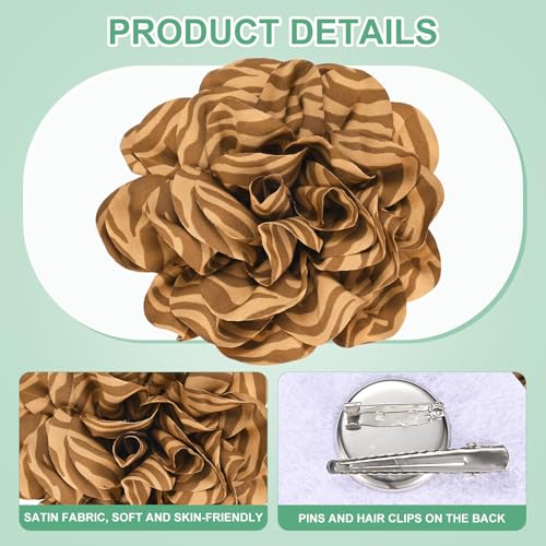 Image of M METERXITY Extra Large Rose Flower Brooches, Lapel Pins Dainty Satin Fabric Big Camellia Oversized Brooch Pin