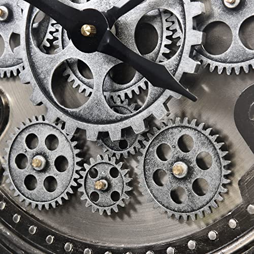 Clxeast Large Wall Clock With Moving Gears, Industrial Steampunk Decorative Big Modern Metal Silent Wall Clock For Living Room Decor, Office, Arabic Numerals, Gunmetal Silver Grey (21 Inch) #TOP4