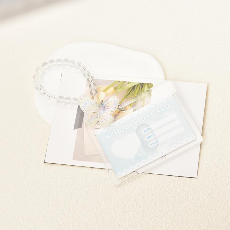 Miniatura 3 de Funda para tarjetas de fotos Kpop, llavero transparente con dije de mariposa, soporte para tarjetas, protector de acrílico, marco de fotos K Pop de