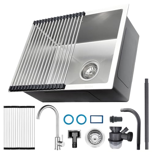 55 x 40 cm in acciaio inox sottopiano lavello da cucina con rubinetto scolapiatti finitura antigraffio piccolo lavabo singolo per risparmiare spazio convenienza