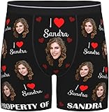 Calecon personnalise Homme avec Photo et Texte nom Boxer Personnalisé Calecon Personnalisable Caleçon Cadeau Original de Saint-Valentin pour Mari Cadeaux personnalisés Petit Ami S-XXL
