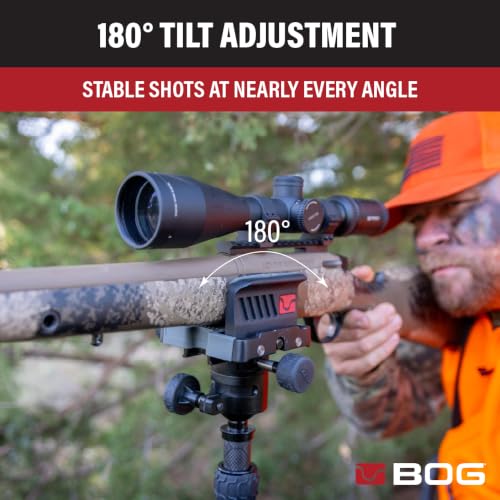 Image of BOG DeathGrip Sherpa Hunting Tripod, 10 inch-54 inch, Adjustable Center Post | Carbon Fiber Construction, Micro-Adjustable, Heavy-Duty, Gun Clamp, For Hunting, Shooting, and Outdoors