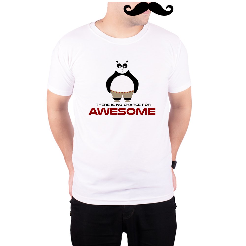 Mooch Wale Kung Fu Panda There is No Charge for Awesome White Quick-Dri T-Shirt for Men