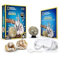 15 Géodes Premium Cristaux Variés Kit National Geographic : 15 Géodes à Casser Avec Lunettes, Présentoirs Et Guide - Jouet éducatif Géologie Pour Enfants