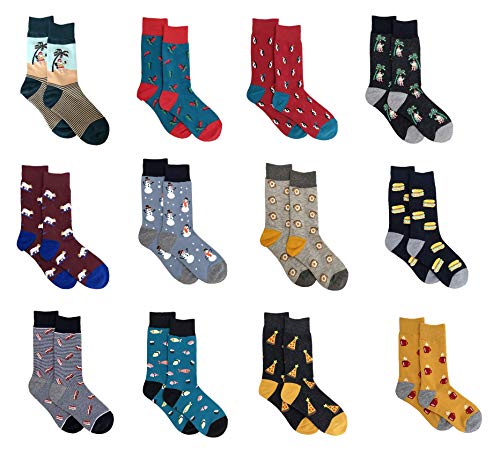 Happy Colorful Womens Patterned Casual Cotton Dress Socks 12 Pairs,Fun Colors for Socks Size 9-11