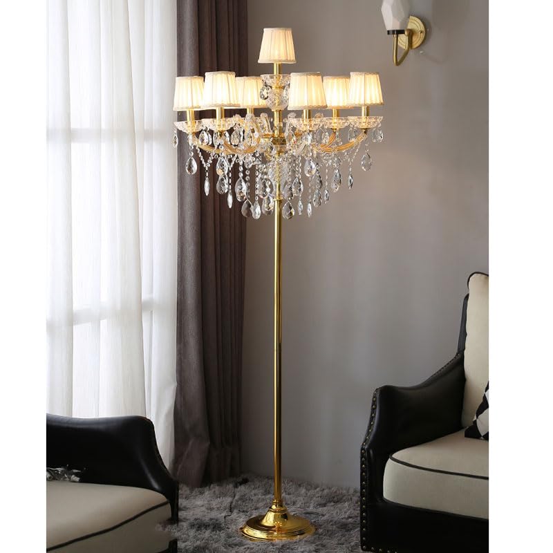 Europejska kryształowa lampa podłogowa, 7 świateł lampa stojąca w gospodarstwie, elegancka kryształowa lampa podłogowa do biura, czytelni, sypialni