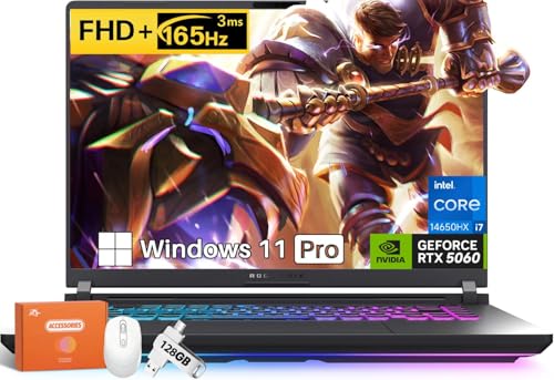 Image of ASUS ROG Strix G16 Gaming Laptop 2025, NVIDIA GeForce RTX 5060 Laptop GPU, Intel Core i7 Processor 14650HX, 16 inch FHD+ 165Hz /3ms Display, 64 GB DDR5, 1 TB SSD, Wi-Fi 7, Windows 11 Pro, Accessory Kit