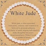Smilya White Crystal Bracelet for Women Protection Healing Crystal Bracelets Anxiety Beaded Bracelet Clear Quartz Bracelets for Women Birthday Gifts