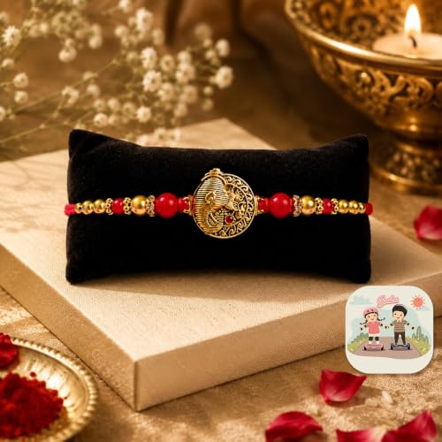 Image of CraftVatika Ganesha Rakhi with Gift for Brother Boy Men Kids, Designer Rakhi Gift Combo for Brother Man, Fridge Magnet Item, Rakhis for Rakshabandhan, Designer Rakshasutra Raki for Raksha Bandhan