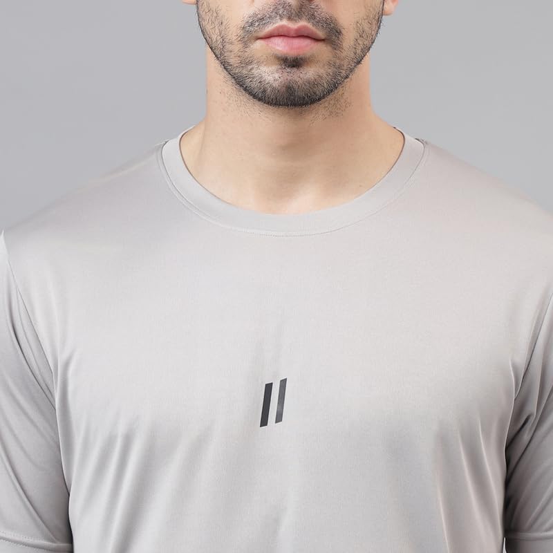 Image of ATICX Slim Fit Polyester Sports T-Shirt for Men - Round Neck Quick Dry Fit Half Sleeve Breathable Stylish Gym & Workout Tee - Lightweight Running Cycling Football Swimming Training Sportswear Top