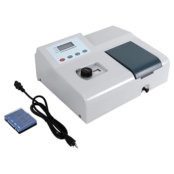 Visible Spectrophotometer, 350-1020nm Lamp Digital Lab Spectrophotometer with Backlit LCD Display for Laboratories, Research Institutions, Environmental Monitoring
