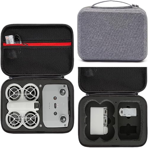 LOPURS Waterproof Carrying Case Handbag for DJI Neo Fly More Combo Protective Hard Storage Organizer Bag Holder for DJI Neo Fly Case Only (Gray + Black Inner)