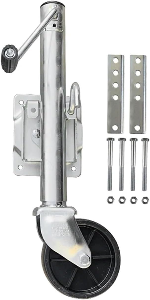 6 Inch Solid Wheel Sidewind Round Swivel Trailer Jack with Bolt On Capacity 540Kg Wheel Boat Rv Parts Accessories,Nero-1