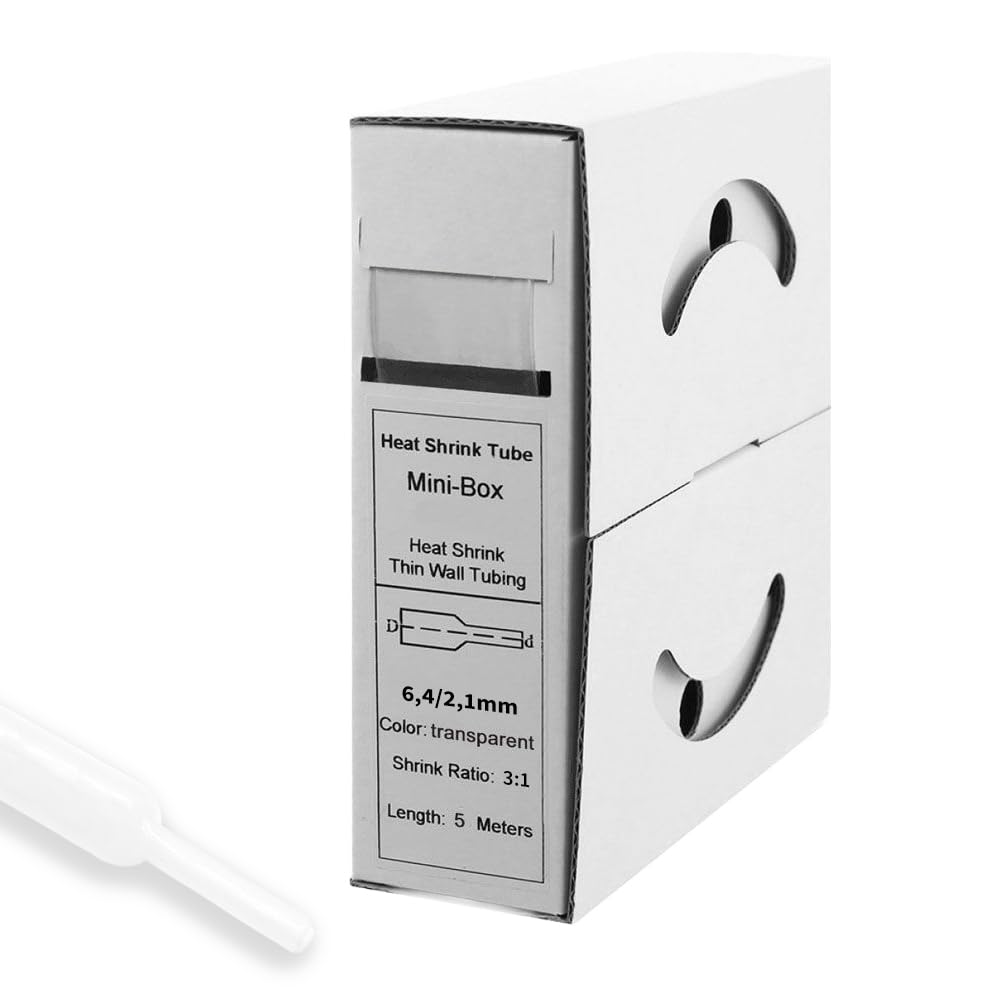 Offgridtec 5m Schrumpfschlauch mit Kleber 6 mm > 2 mm, 3:1 Schrumpfrate, Dual-Wand, Halogenfrei, Flammhemmend, Wasserdichte Kabelisolierung, Leicht zu Schneiden, Inklusive Spenderbox, transparent