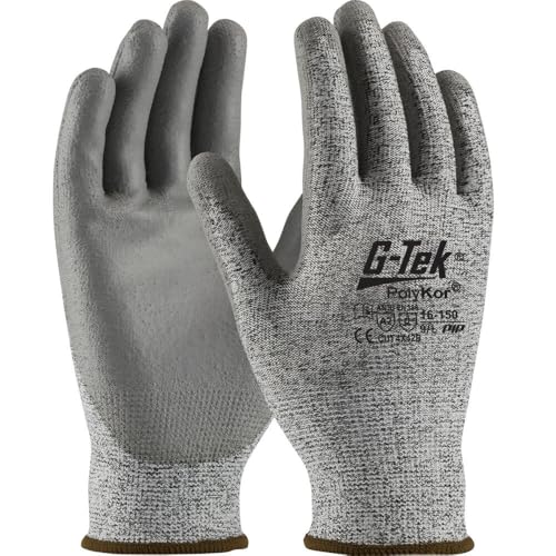 PIP Coated Gloves,PolyKor Fiber,S,PK12, Black/Grey/White, Small