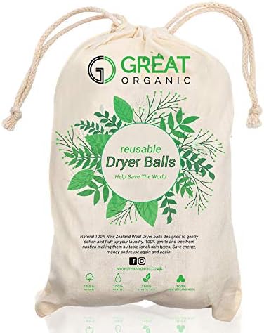 6 XL Organic Tumble Dryer Balls - 100% New Zealand Wool (A+++ Energy Rating), Time and the Environment. Natures Fabric Softener. Handmade, naturally softens and fluffs your clothes