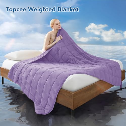 Topcee Weighted Blanket for Adults (15 lbs, 48" x 72") Twin Size Soft Cooling Heavy Blanket Sleeping, Apply to 130-160 lbs Body, Thick Breathable Blanket with Glass Bead, Easy Care