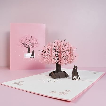 Amazon 桜グリーティングカード 3d立体 ポップアップカード バレンタインデー 感謝カード 祝福カード 結婚式 手作りの贈り物 かわいい お祝いカード 恋人 結婚記念カード 母の日カード サンキューカード メッセージカード 昇進祝い 桜咲く可愛い手紙 贈り物 桜の下に