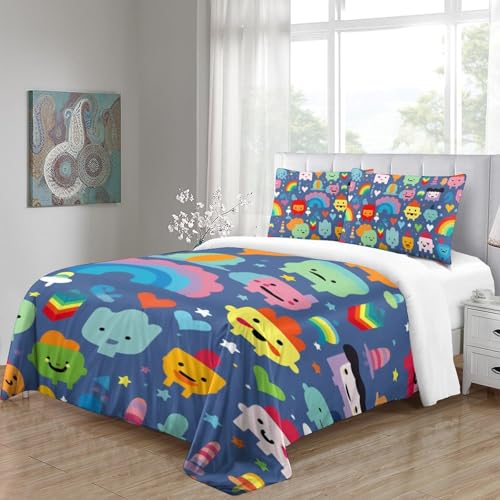 Housse de couette 140x200cm microfibre lit simple avec taie d'oreiller