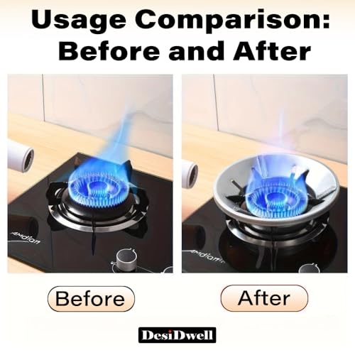 Image of Gas Saver Burner Dish, Energy Saving Gas Stove Stand, Windproof Energy Saving Stand Metal Body Pack of 2
