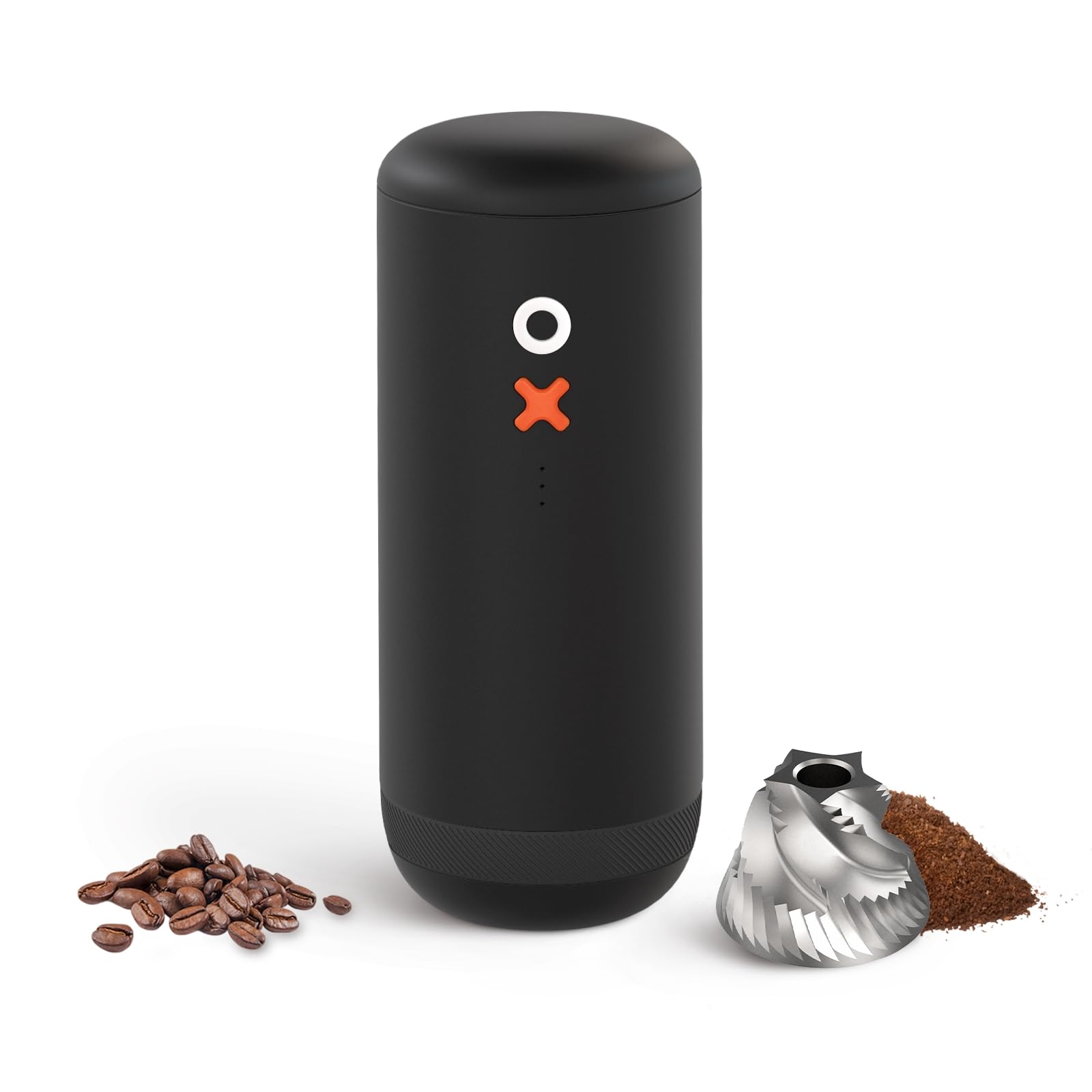 Nuttii Burr Molinillo de café portátil, Negro Mate | Eléctrico, silencioso, muela cónica ajustable, 20 niveles de molienda, apto para espresso, pour-over, French press, moka, uso en casa y viajes | 20 ajustes de molienda, color negro mate, prensa francesa