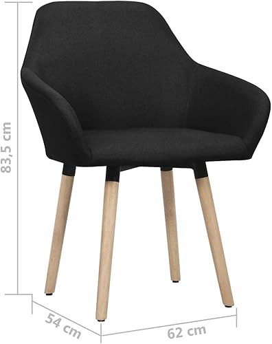 Miniatura 3 de vidaXL Juego de 2 sillas de comedor, cómodas sillas de tela negra con patas de madera maciza, diseñadas ergonómicamente para el comedor del hogar o