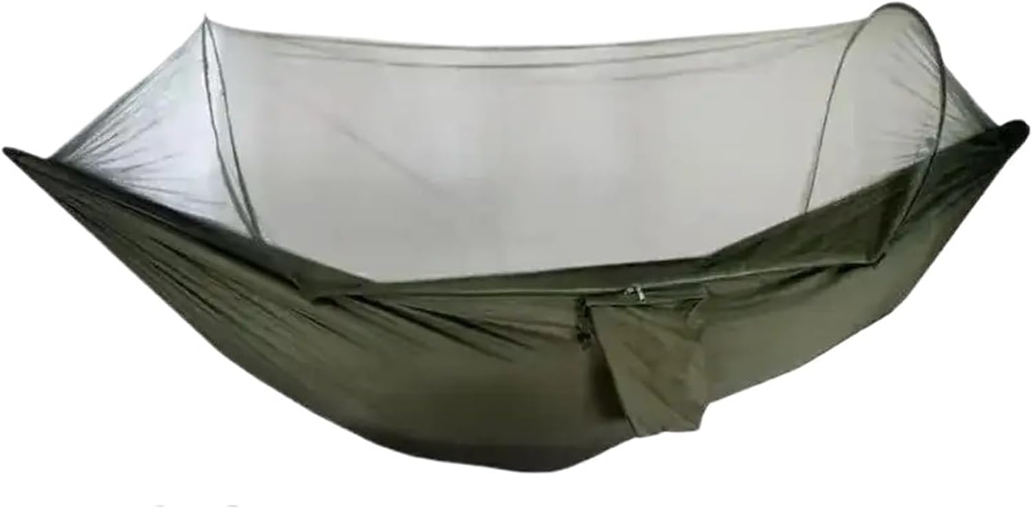 Amaca da Esterno Leggera 250x120 Cm con Rete – Tessuto Paracadute Portatile per Campeggio, Viaggi, Escursioni, Relax in Giardino E Avventura – Resistente, Facile da Montare, Perfetta per Gli